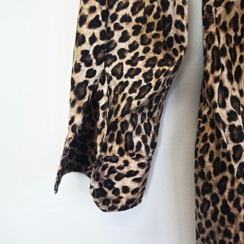 Lauren Ralph Lauren Leopard Print Button Up Shirt Sz Small Animal Print LRL - Picture 7 of 8